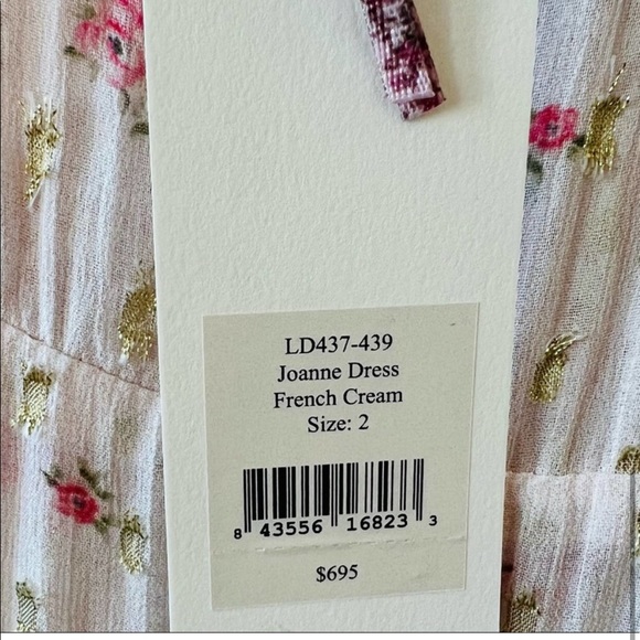 NWT LOVESHACKFANCY Joanne Floral Scoop-Neck Sleeveless Tiered Silk Dress Size 2 - Picture 5 of 11